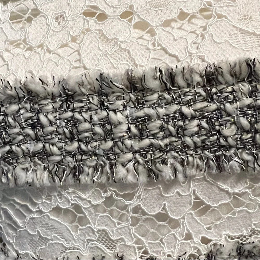 J. Crew ivory and grey lace dressy sleeveless sweater size xxs